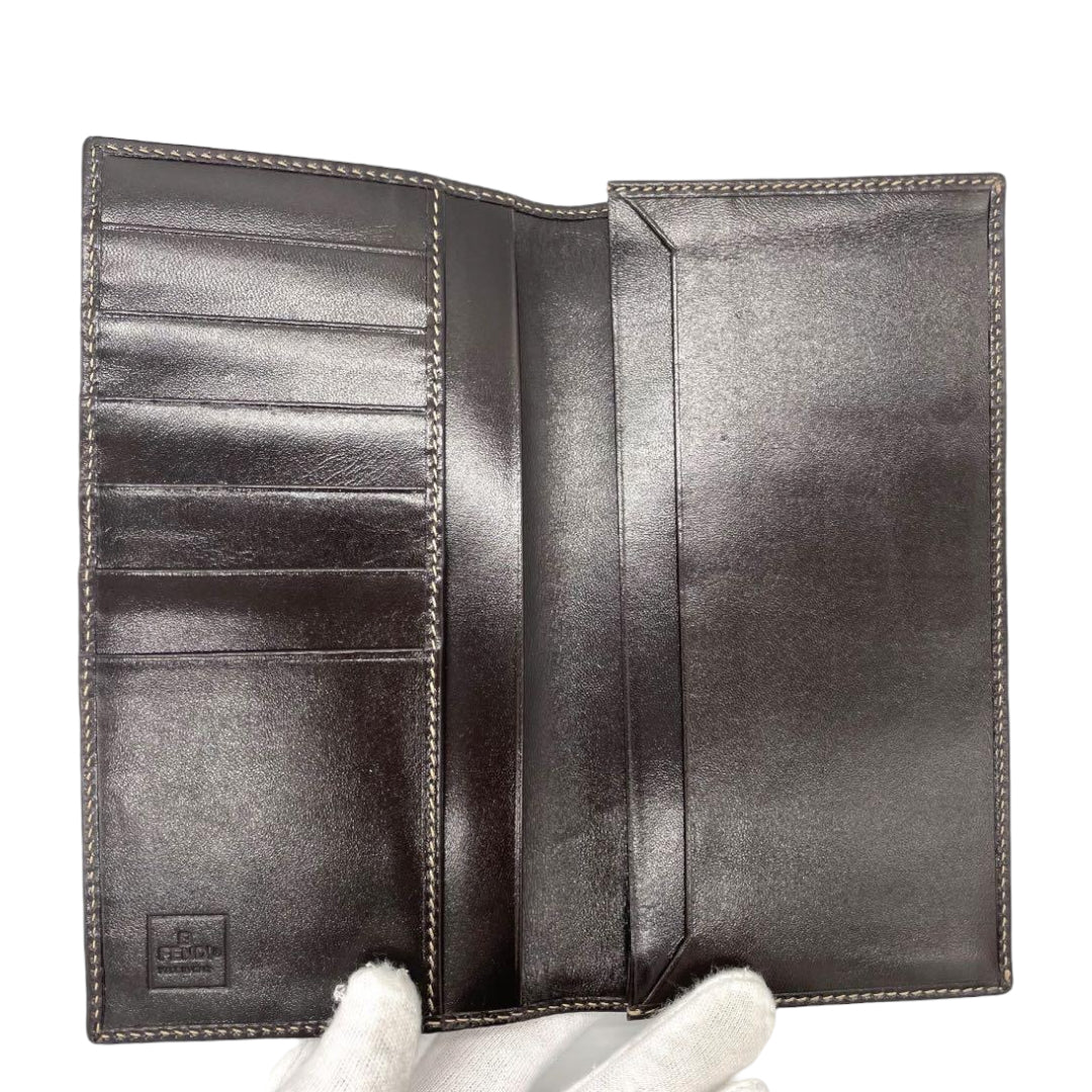 Fendi Monogram Zucca Long Flap Wallet Brown – Bag Religion