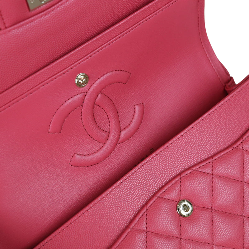 Medium Classic Double Flap Caviar Pink GHW