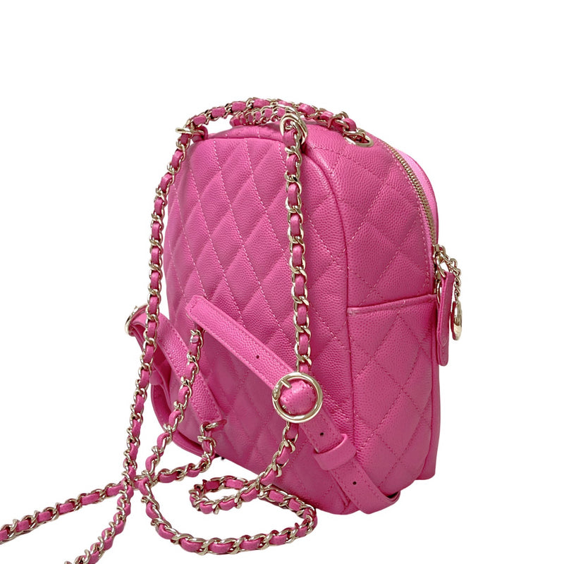 Small CC Day Backpack Caviar Pink GHW