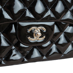 Double Flap Jumbo Quilted Patent Black SHW