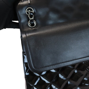 Double Flap Jumbo Quilted Patent Black SHW