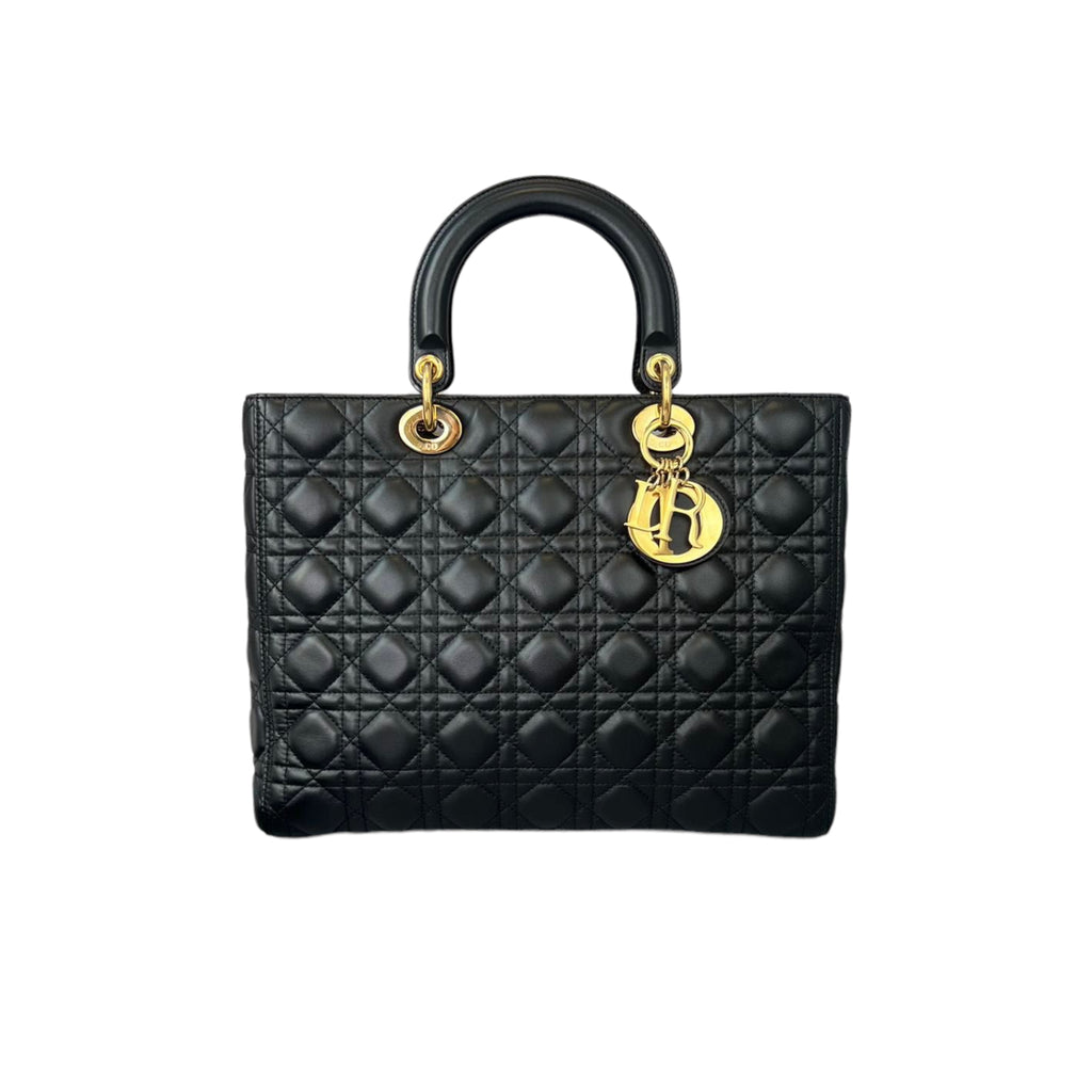 Large Lady Dior Lambskin Black GHW