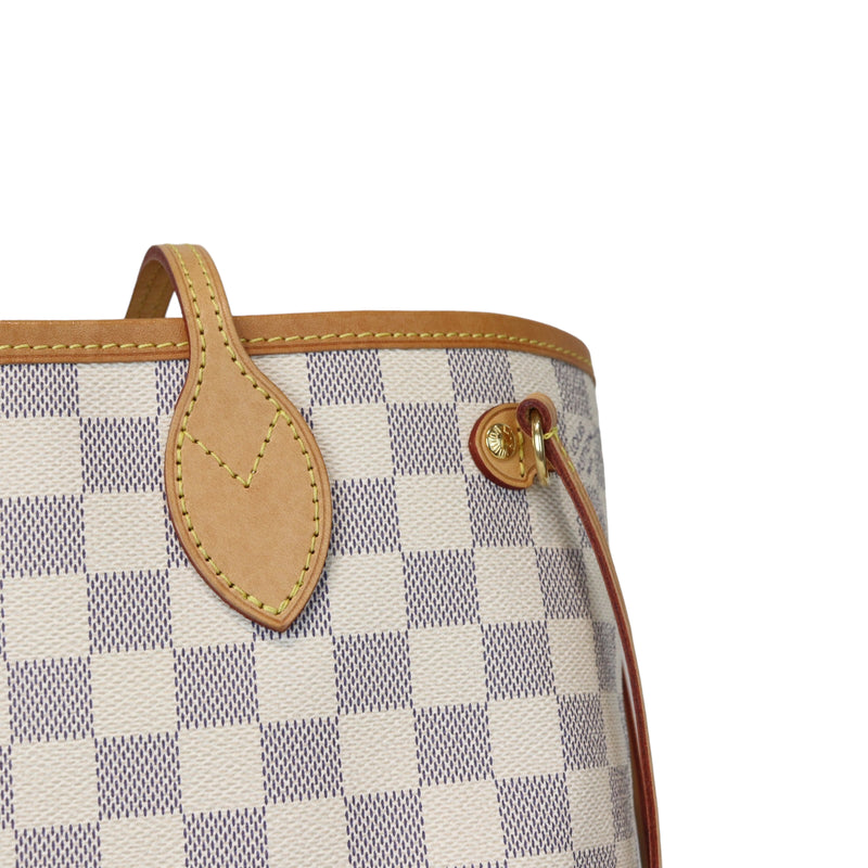 Neverfull PM Damier Azure Canvas White GHW