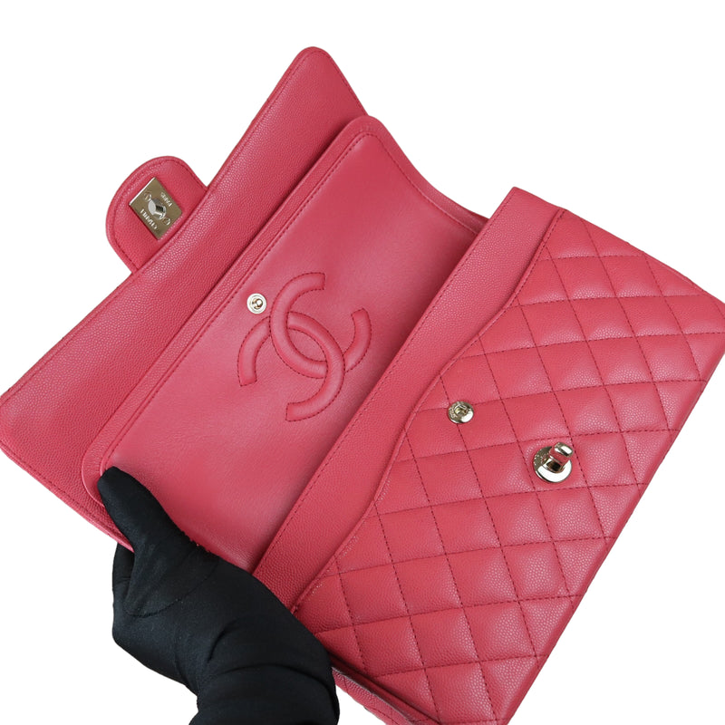 Medium Classic Double Flap Caviar Pink GHW