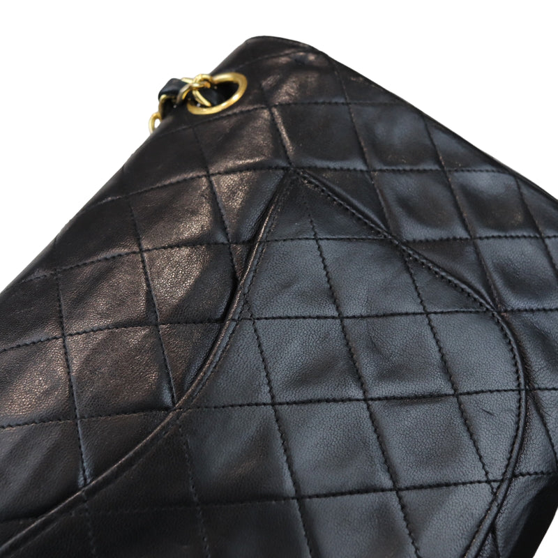 Medium Flap Lambskin Black GHW