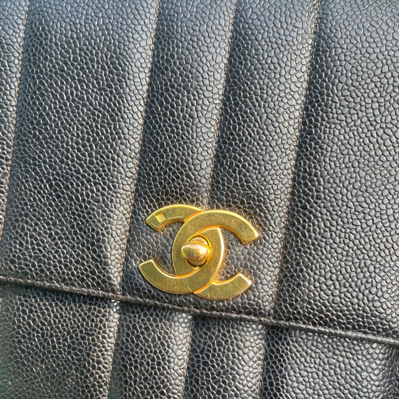 Chanel Vintage Black Mademoiselle Jumbo Classic Flap Bag 24k GHW