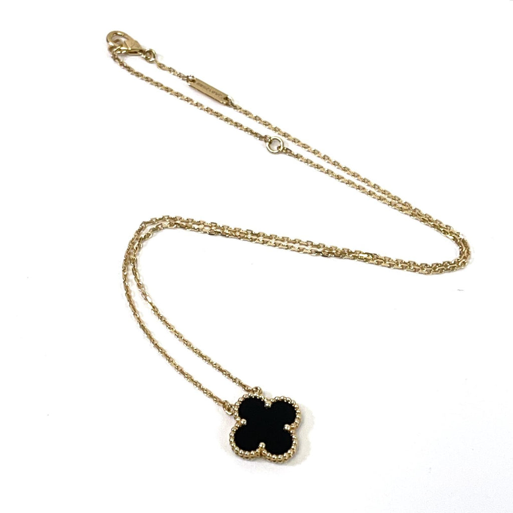 Vintage 18K Alhambra Necklace Black Onyx