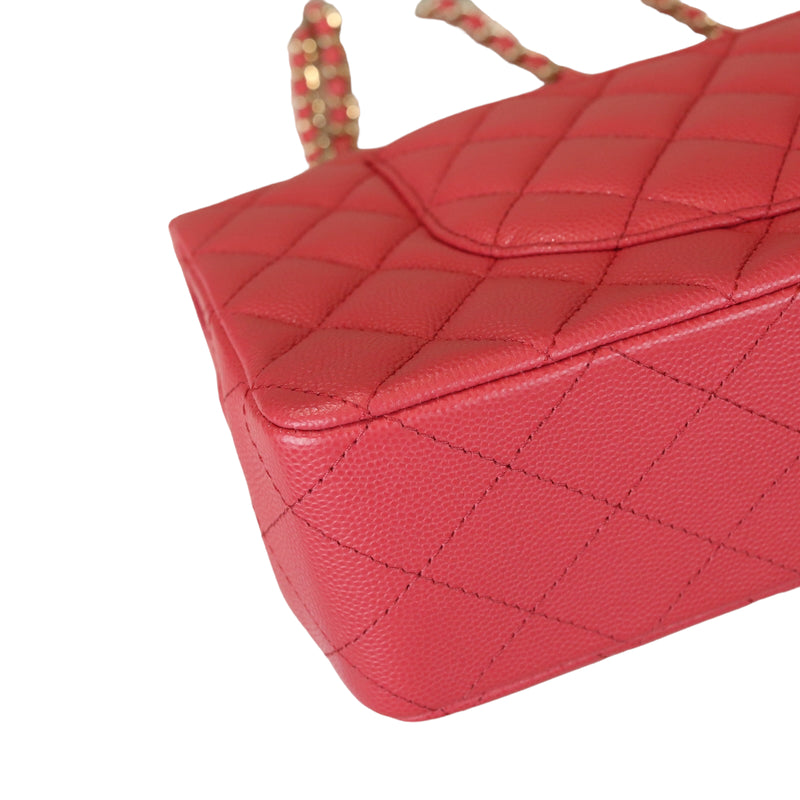 Medium Classic Double Flap Caviar Pink GHW