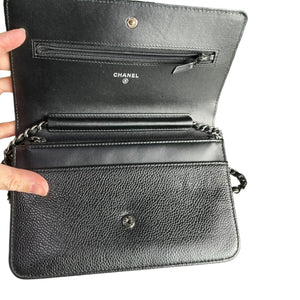 CC Caviar Flap WOC Black SHW