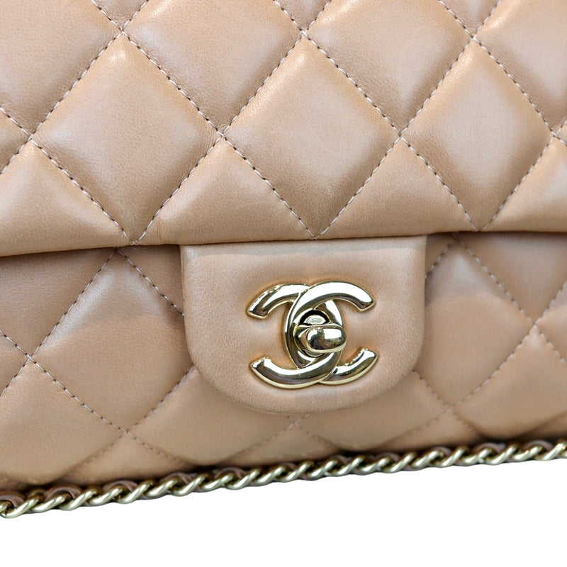 Chanel Trendy CC Wallet On Chain Lambskin Dark Beige LGHW