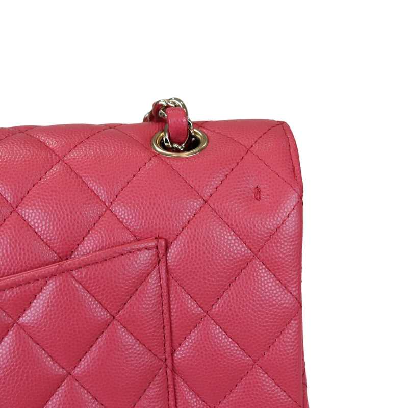 Pink Quilted Caviar Small Classic Double Flap Bag Gold Hardware