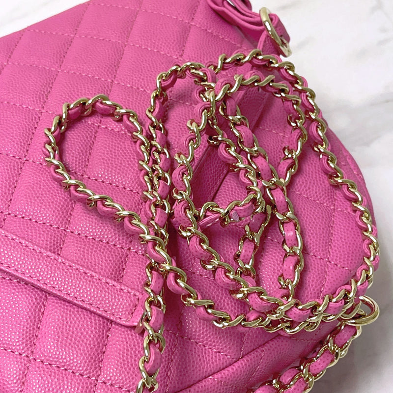 Small CC Day Backpack Caviar Pink GHW