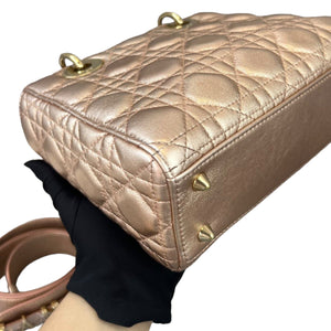 Cannage Lambskin Small Lady Dior Rose Gold GHW