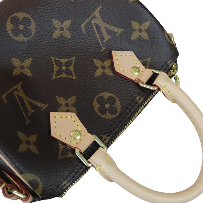 Louis Vuitton Nano Speedy Monogram Canvas Brown in Coated Canvas with  Gold-tone - US