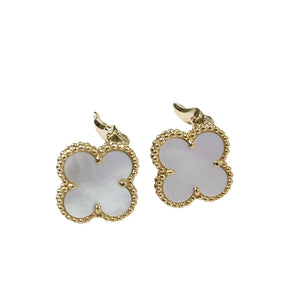 Vintage Alhambra earrings Mother of Pearl 18K Gold
