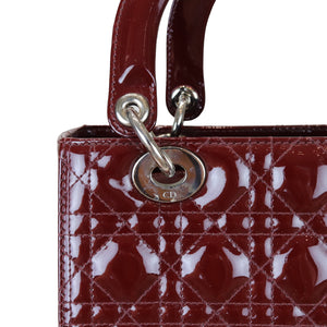 Lady Dior Medium Patent Burgundy SHW