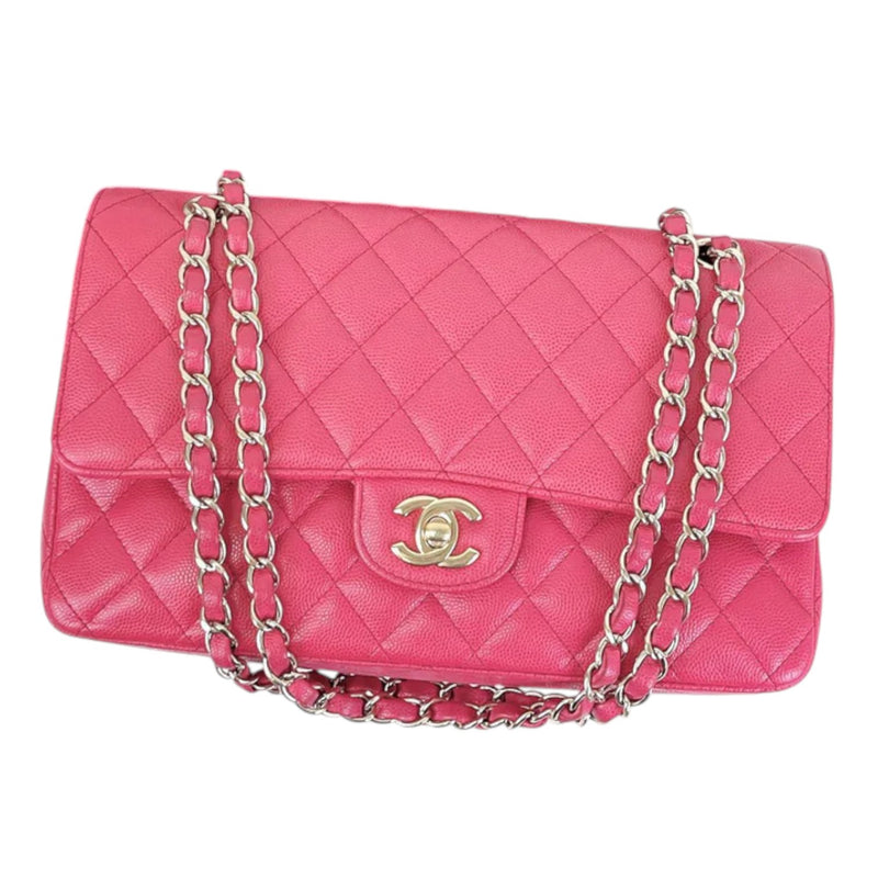 Double Flap Medium Caviar Quilted Dark Pink GHW