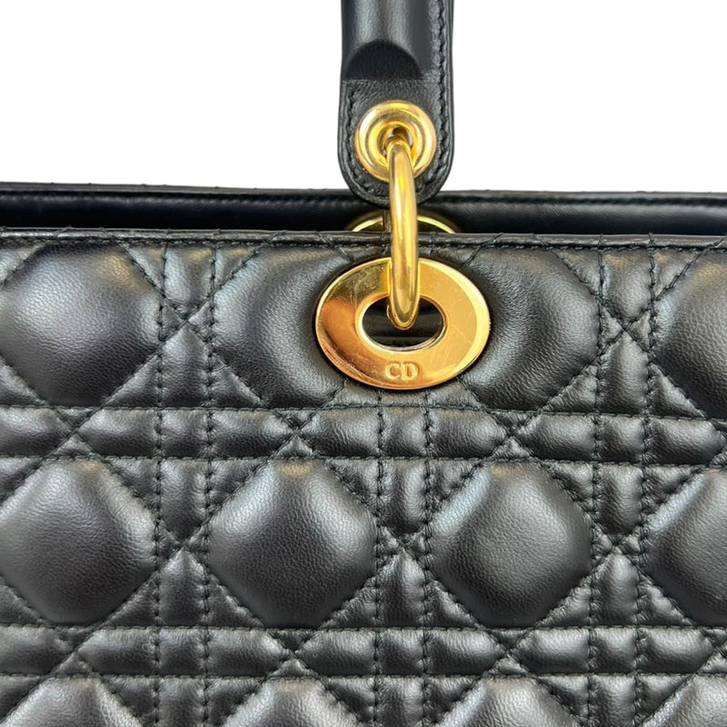 Large Lady Dior Lambskin Black GHW