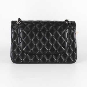 Jumbo Double Flap in Black Lambskin with SHW