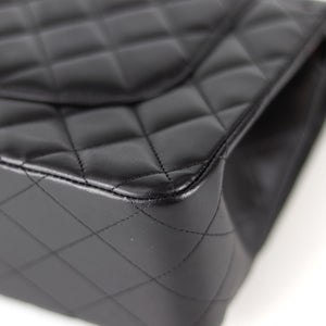 Jumbo Double Flap in Black Lambskin with SHW