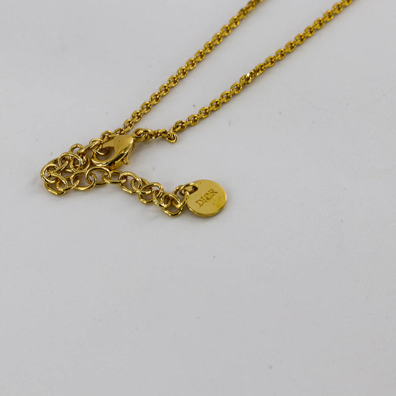 White Crystal Diorable Giraffe Gold Finish Necklace