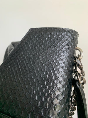 Python Embossed Calfskin Monogram Large College Bag