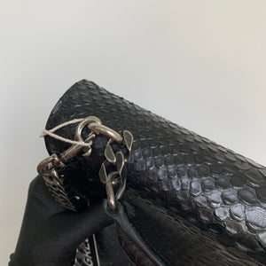 Python Embossed Calfskin Monogram Large College Bag