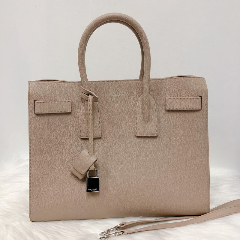 Yves Saint Laurent Classic Small Sac De Jour in Beige Grained Leather