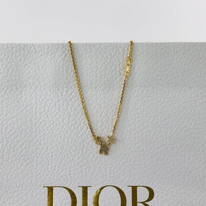 White Crystal Diorable Giraffe Gold Finish Necklace