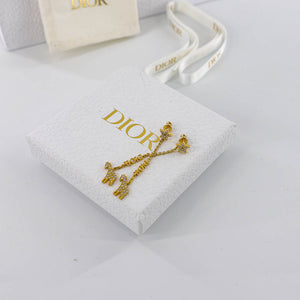 White Crystal Diorable Giraffe Gold Finish Earrings