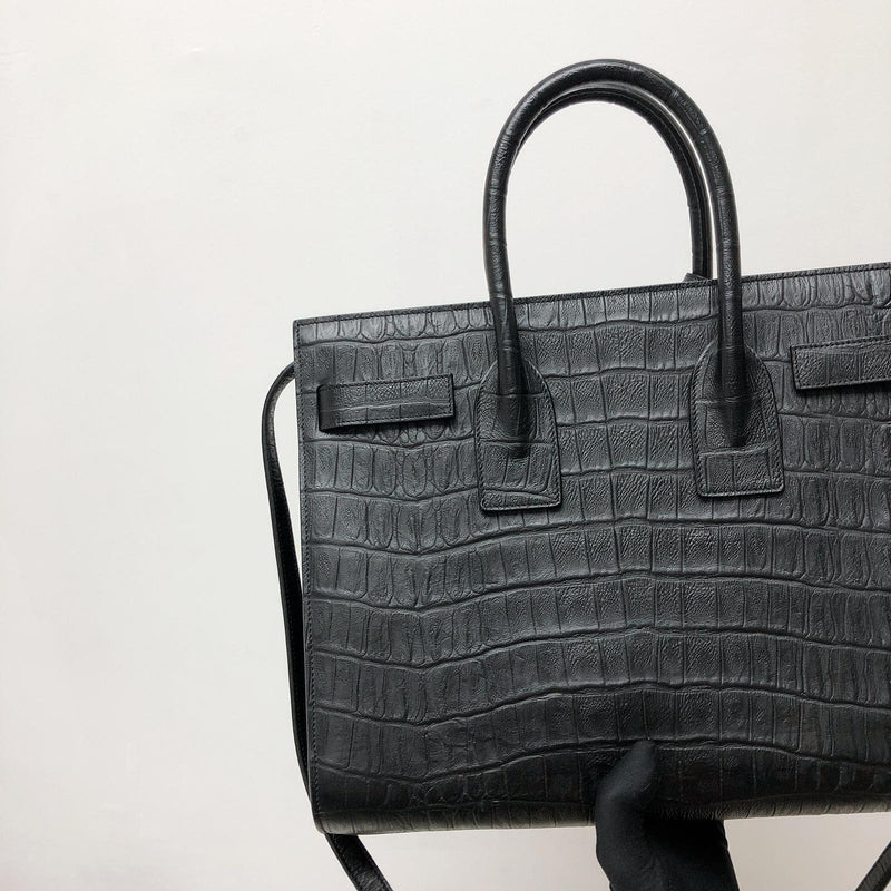 Small Sac De Jour in Crocodile-Embossed Leather Black