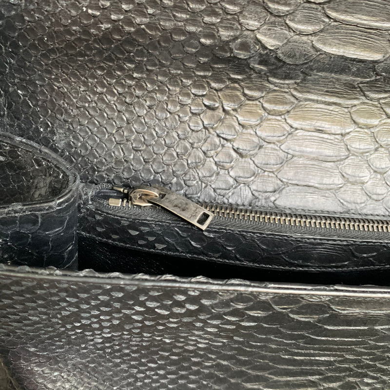 Python Embossed Calfskin Monogram Large College Bag