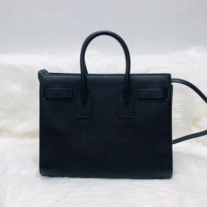 Small Sac De Jour in Black Grained Leather with strap