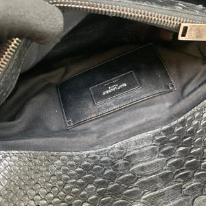 Python Embossed Calfskin Monogram Large College Bag