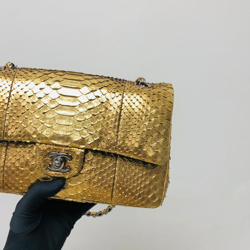 chanel gold python bag