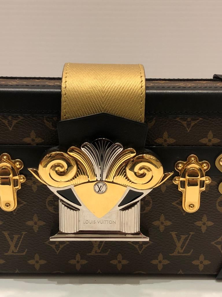 Louis Vuitton Petite Malle Monogram Metal in Black M57817 in 2023