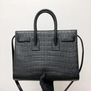 Small Sac De Jour in Crocodile-Embossed Leather Black