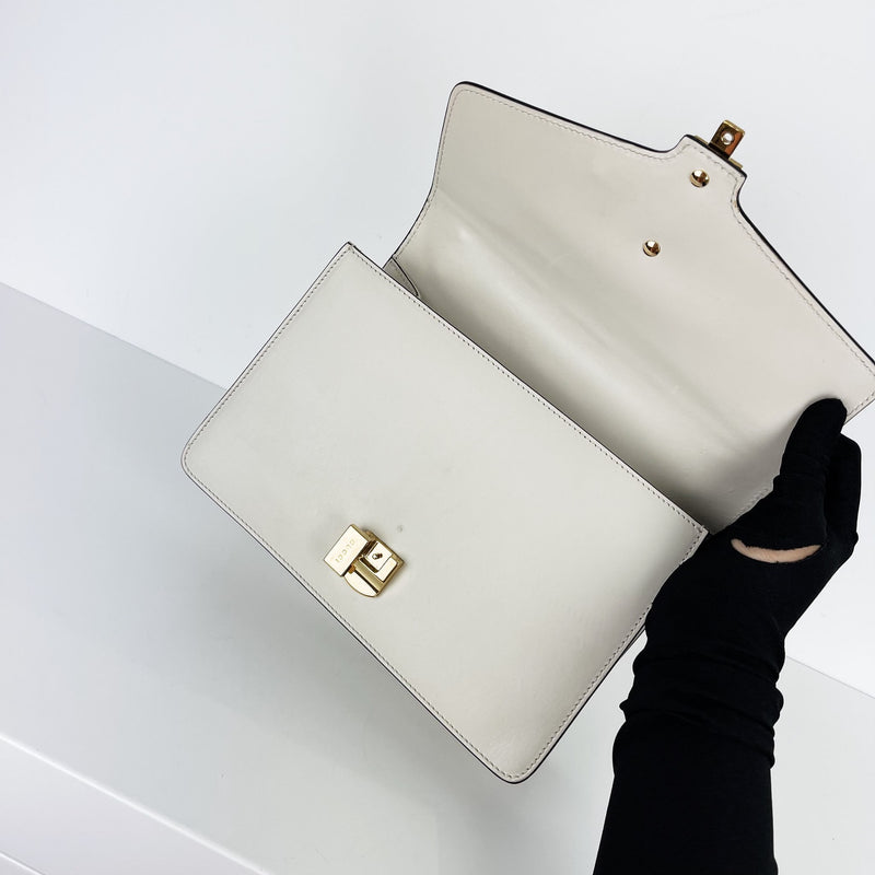 Sylvie Small Shoulder Bag in White GHW