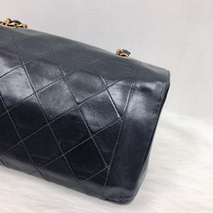 Small Classic Diana flap Black Lambskin GHW