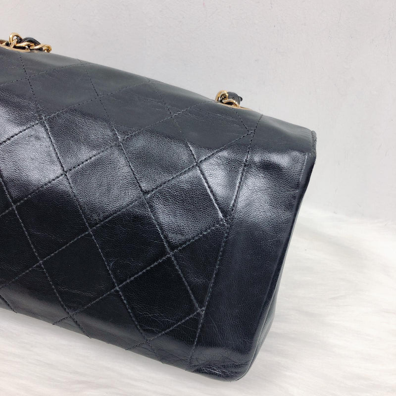 Small Classic Diana flap Black Lambskin GHW