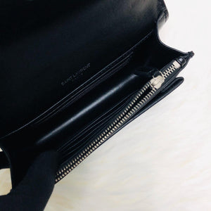 Mini Sunset Bag in Black Grained Leather