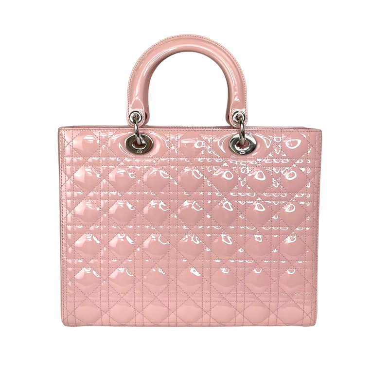 Lady Dior Large Patent Quilted in Pink with SHW