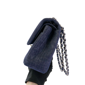 Tweed/Denim Medium Classic Flap Blue