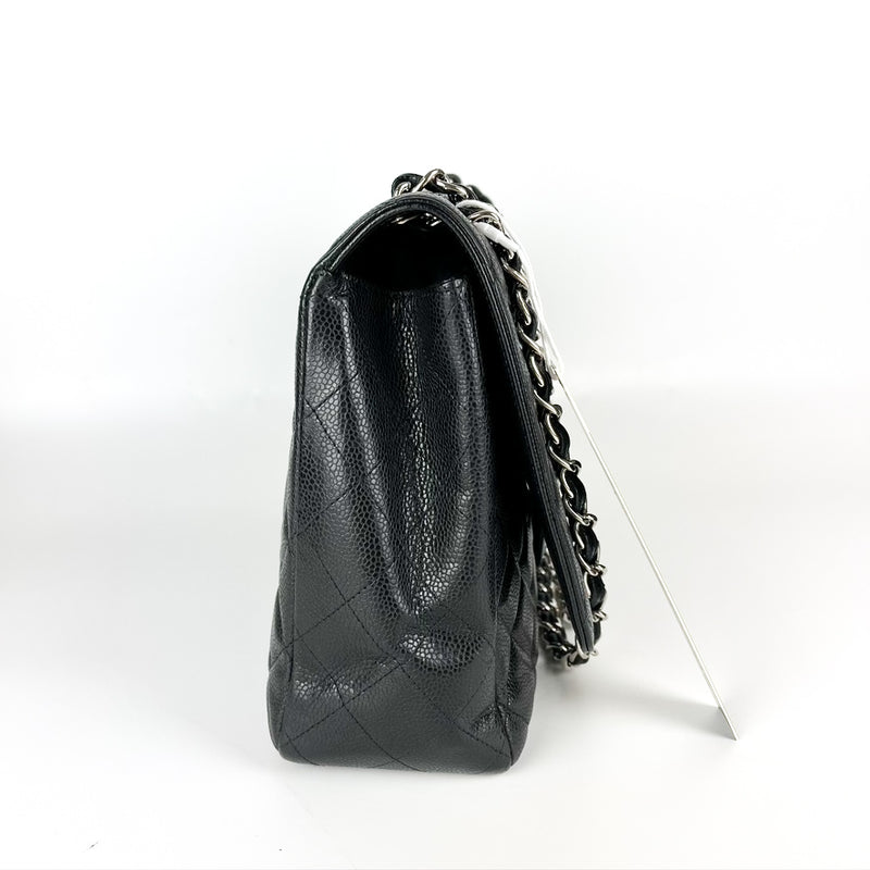 Maxi Single Flap Caviar Leather in Black SHW