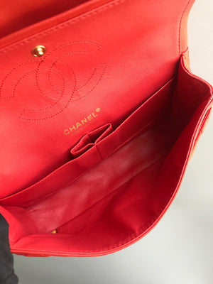 Timeless Classic Calfskin Double Flap Red Bag