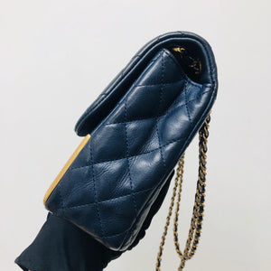 Studded Rock the Corners Flap Bag in Dark Blue