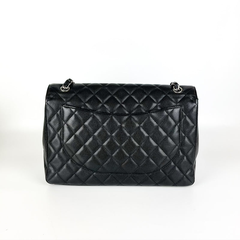 Maxi Single Flap Caviar Leather in Black SHW