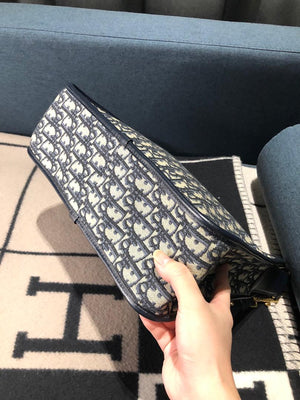 Dark Blue Oblique Jacquard Canvas Crossbody Bag