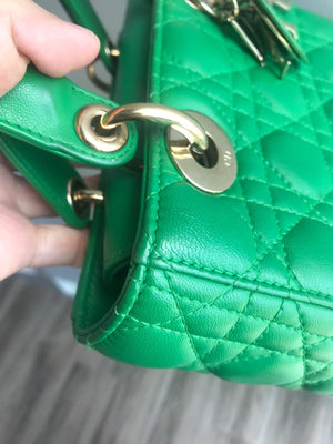 Cannage Green Lambskin Lucky Badges My Lady Dior