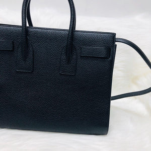 Small Sac De Jour in Black Grained Leather with strap